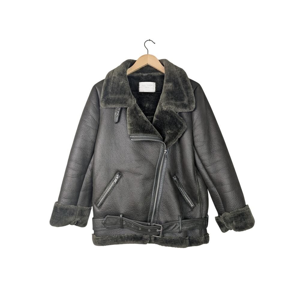 Zara Faux Leather Biker Moto Double-Faced Jacket